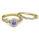 4 - Susan Prima Tanzanite and Diamond Halo Bridal Set Ring 