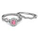 4 - Susan Prima Pink Tourmaline and Diamond Halo Bridal Set Ring 
