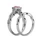 6 - Susan Prima Pink Tourmaline and Diamond Halo Bridal Set Ring 