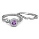 4 - Susan Prima Amethyst and Diamond Halo Bridal Set Ring 