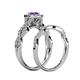 6 - Susan Prima Amethyst and Diamond Halo Bridal Set Ring 