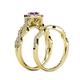 6 - Susan Prima Amethyst and Diamond Halo Bridal Set Ring 