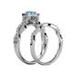 6 - Susan Prima Blue Topaz and Diamond Halo Bridal Set Ring 