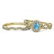 1 - Susan Prima Blue Topaz and Diamond Halo Bridal Set Ring 