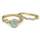 4 - Susan Prima Blue Topaz and Diamond Halo Bridal Set Ring 