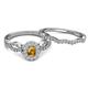 4 - Susan Prima Citrine and Diamond Halo Bridal Set Ring 