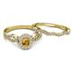 4 - Susan Prima Citrine and Diamond Halo Bridal Set Ring 