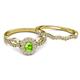 4 - Susan Prima Peridot and Diamond Halo Bridal Set Ring 
