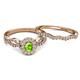4 - Susan Prima Peridot and Diamond Halo Bridal Set Ring 