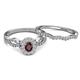 4 - Susan Prima Red Garnet and Diamond Halo Bridal Set Ring 