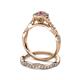 5 - Susan Prima Rhodolite Garnet and Diamond Halo Bridal Set Ring 