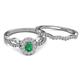4 - Susan Prima Emerald and Diamond Halo Bridal Set Ring 