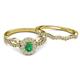 4 - Susan Prima Emerald and Diamond Halo Bridal Set Ring 