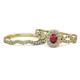 1 - Susan Prima Ruby and Diamond Halo Bridal Set Ring 