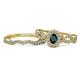 1 - Susan Prima London Blue Topaz and Diamond Halo Bridal Set Ring 