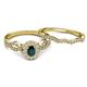 4 - Susan Prima London Blue Topaz and Diamond Halo Bridal Set Ring 