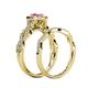 6 - Susan Prima Pink Sapphire and Diamond Halo Bridal Set Ring 