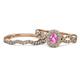 1 - Susan Prima Pink Sapphire and Diamond Halo Bridal Set Ring 