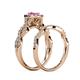 6 - Susan Prima Pink Sapphire and Diamond Halo Bridal Set Ring 