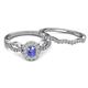 4 - Susan Prima Tanzanite and Diamond Halo Bridal Set Ring 