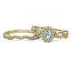 1 - Susan Prima Aquamarine and Diamond Halo Bridal Set Ring 