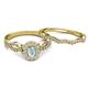 4 - Susan Prima Aquamarine and Diamond Halo Bridal Set Ring 