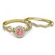 4 - Susan Prima Pink Tourmaline and Diamond Halo Bridal Set Ring 
