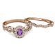 4 - Susan Prima Amethyst and Diamond Halo Bridal Set Ring 