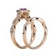 6 - Susan Prima Amethyst and Diamond Halo Bridal Set Ring 