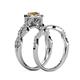 6 - Susan Prima Citrine and Diamond Halo Bridal Set Ring 