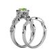 6 - Susan Prima Peridot and Diamond Halo Bridal Set Ring 
