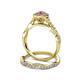 5 - Susan Prima Rhodolite Garnet and Diamond Halo Bridal Set Ring 