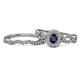 1 - Susan Prima Blue Sapphire and Diamond Halo Bridal Set Ring 