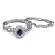 4 - Susan Prima Blue Sapphire and Diamond Halo Bridal Set Ring 