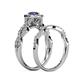 6 - Susan Prima Blue Sapphire and Diamond Halo Bridal Set Ring 