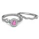 4 - Susan Prima Pink Sapphire and Diamond Halo Bridal Set Ring 