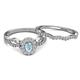 4 - Susan Prima Aquamarine and Diamond Halo Bridal Set Ring 