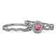 1 - Susan Prima Rhodolite Garnet and Diamond Halo Bridal Set Ring 