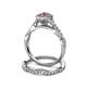 5 - Susan Prima Rhodolite Garnet and Diamond Halo Bridal Set Ring 