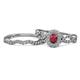 1 - Susan Prima Ruby and Diamond Halo Bridal Set Ring 