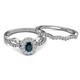 4 - Susan Prima London Blue Topaz and Diamond Halo Bridal Set Ring 