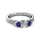 2 - Alyssa Blue Sapphire and Lab Grown Diamond Three Stone Ring 