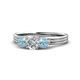 1 - Alyssa Aquamarine and Lab Grown Diamond Three Stone Ring 