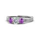 1 - Alyssa Amethyst and Lab Grown Diamond Three Stone Ring 