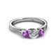 2 - Alyssa Amethyst and Lab Grown Diamond Three Stone Ring 