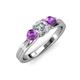 3 - Alyssa Amethyst and Lab Grown Diamond Three Stone Ring 