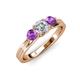 3 - Alyssa Amethyst and Lab Grown Diamond Three Stone Ring 