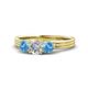 1 - Alyssa Blue Topaz and Lab Grown Diamond Three Stone Ring 