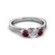 2 - Alyssa Red Garnet and Lab Grown Diamond Three Stone Ring 