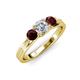 3 - Alyssa Red Garnet and Lab Grown Diamond Three Stone Ring 